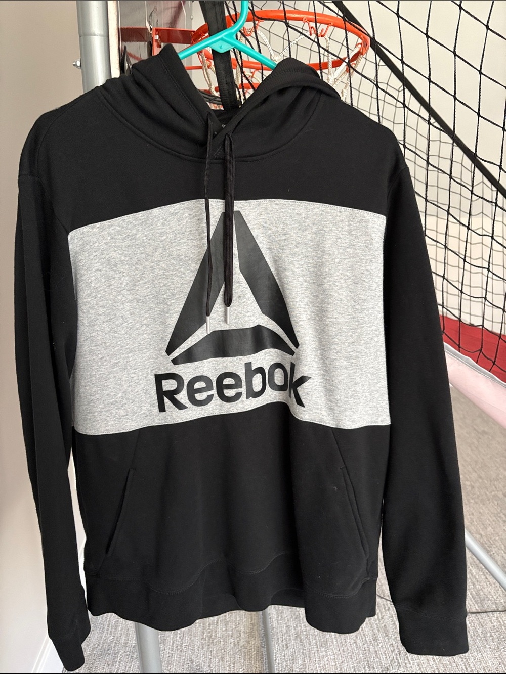 Reebok Black & Gray Logo Pullover Hoodie